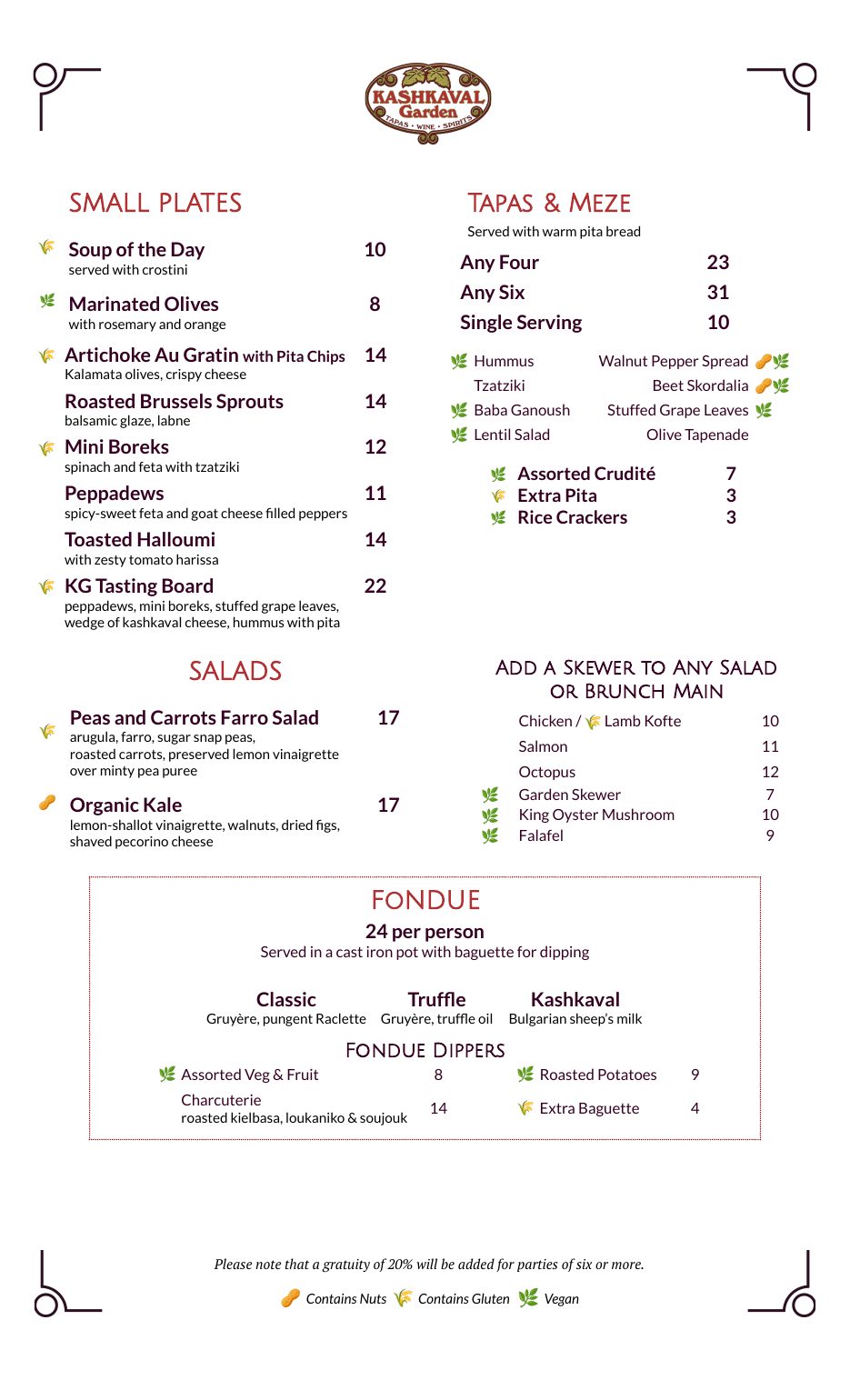 Brunch Menu - Page 1