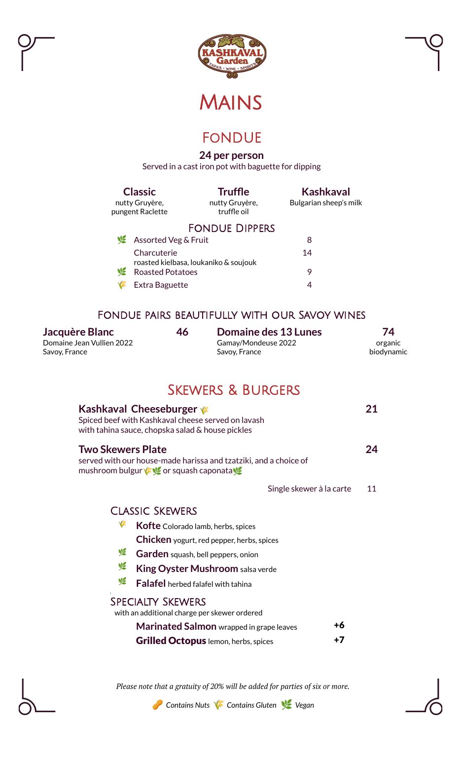 Dinner Menu - Page 2