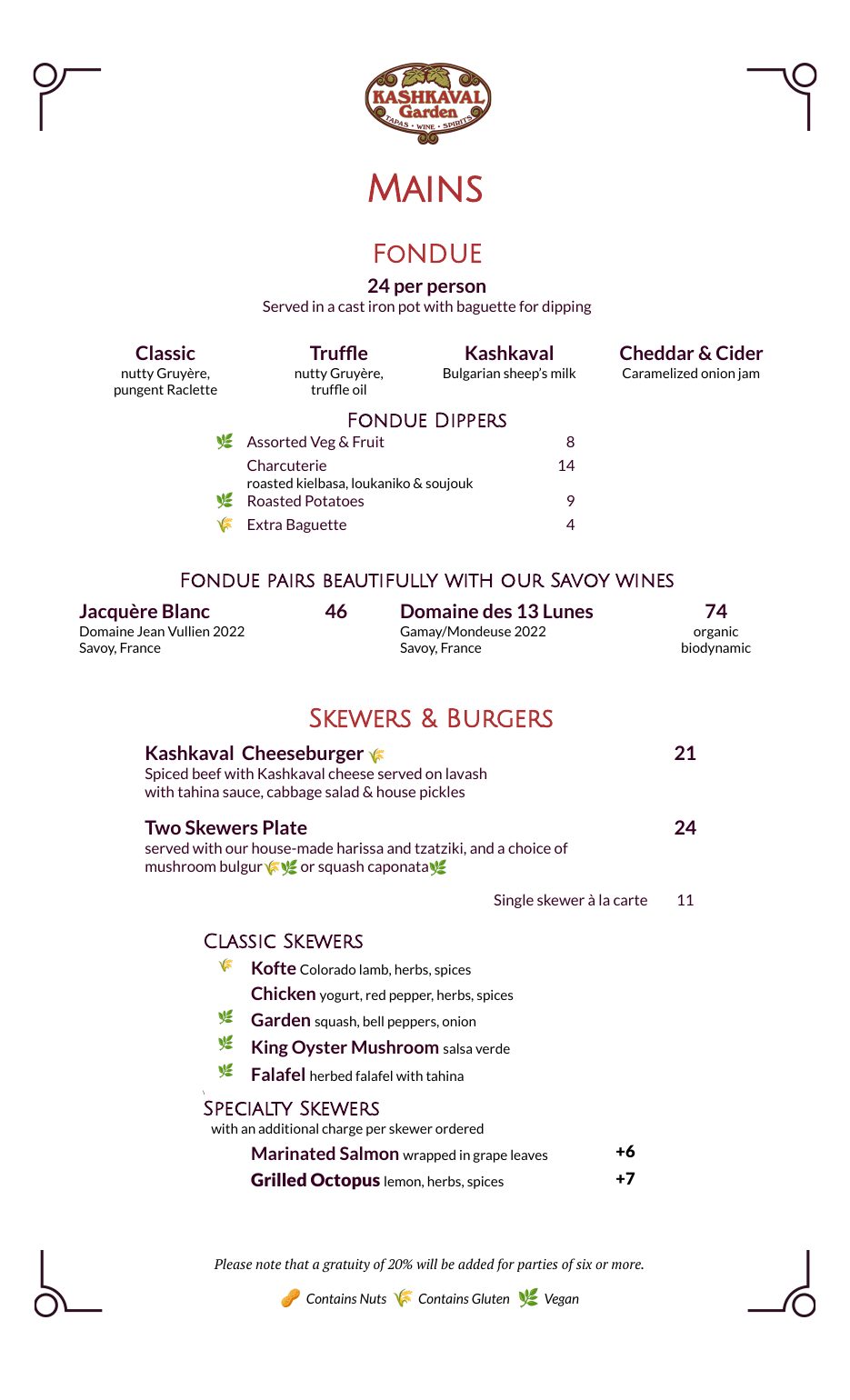 Dinner Menu - Page 2