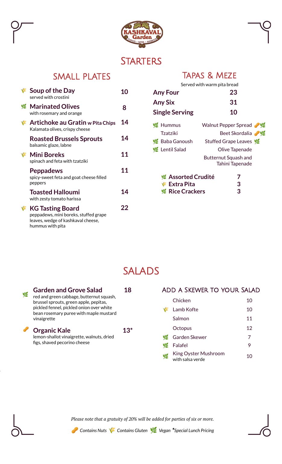 Lunch Menu - Page 1