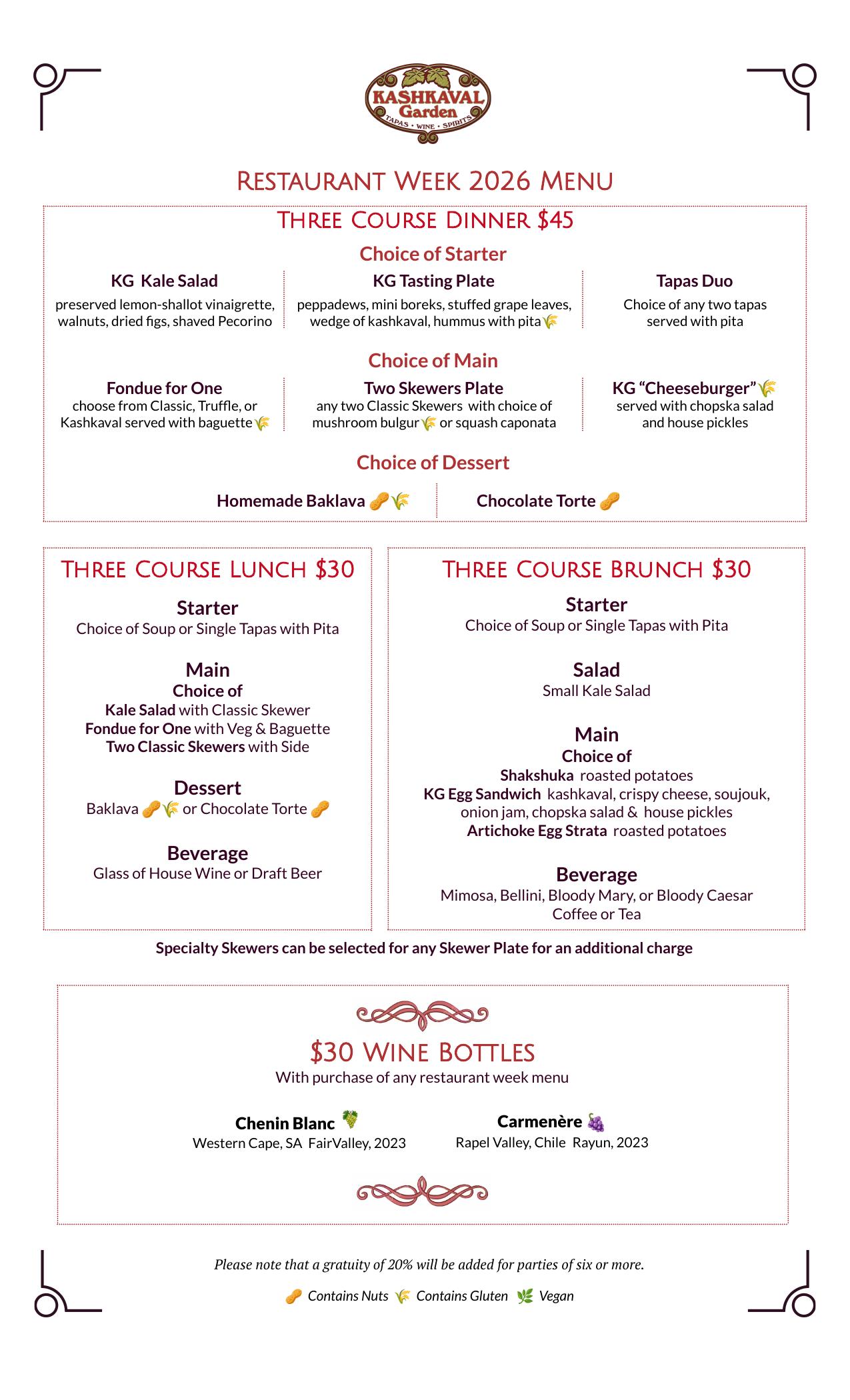 Restaurant Week Menu - Page 1